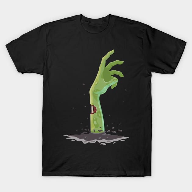 zombie hand, halloween, horror cartoon T-Shirt by SRC